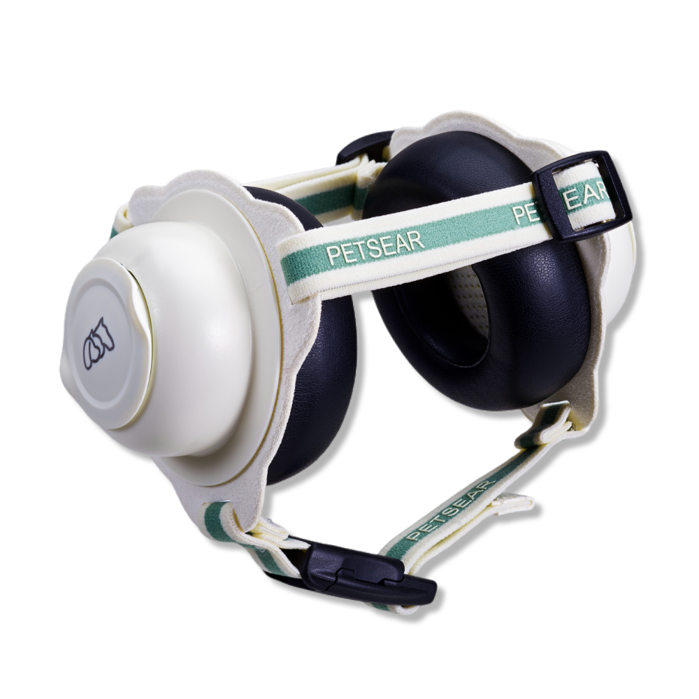 PetsEar DE-03 Serene Noise-Reduction Dog & Cat Earmuffs – Airplane Travel, Beige & Light Green Pet Headphones