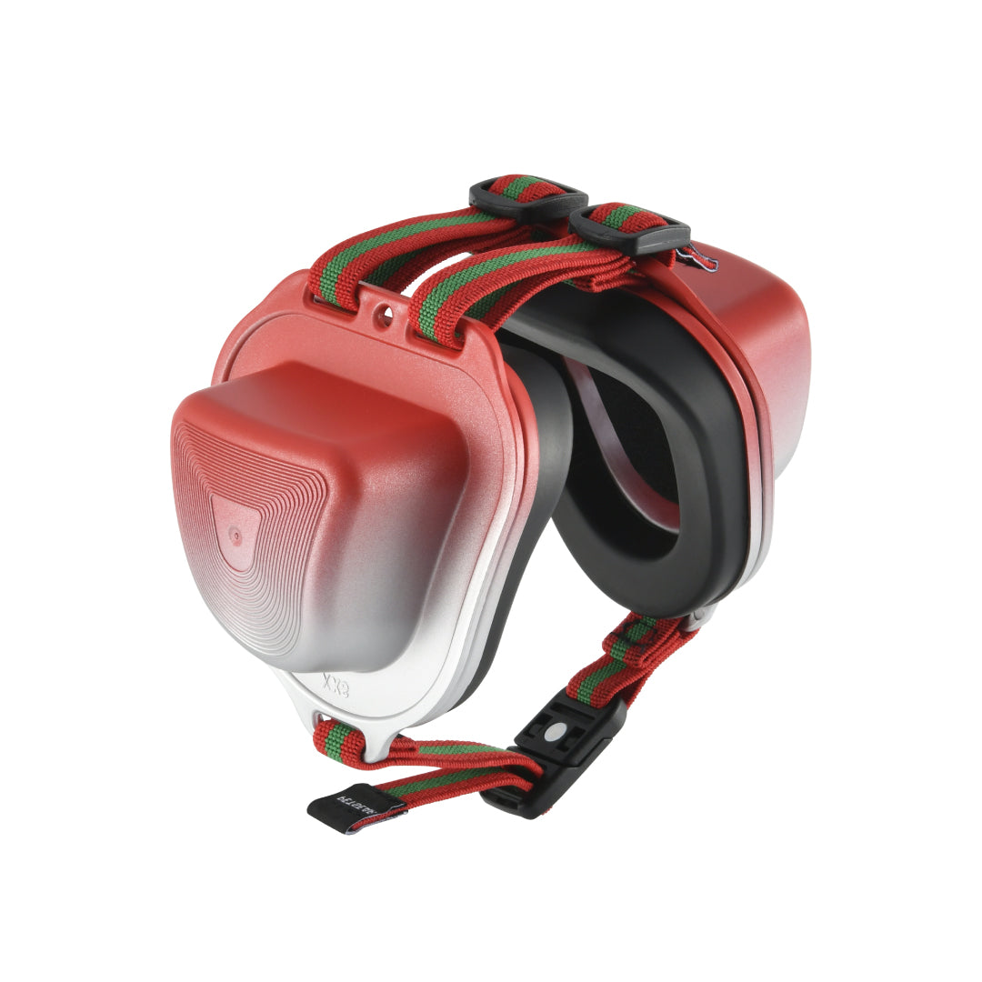 Noise-Reduction Pet Earmuffs for Dogs - Festive Limited Edition. Designed to ease anxiety from thunderstorms and fireworks.