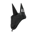 Load image into Gallery viewer, Black horse ear net designed for noise reduction and hearing protection, featuring breathable mesh lining,  The sleek black design provides a discreet fit for training, competitions, or stressful environments like thunderstorms.

